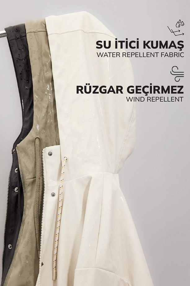 Su Geçirmez Regular Fit Kapüşonlu Suni Kürk Astarlı Yağmurluk A0982ax23wn - 8