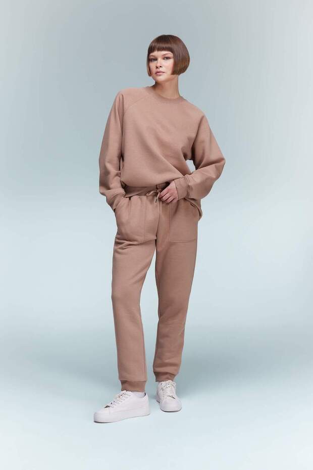 Regular Fit Jogger Kışlık Eşofman Altı Basic Düz Beli Lastikli Bağcıklı Cepli V2699AZ23WN - 2