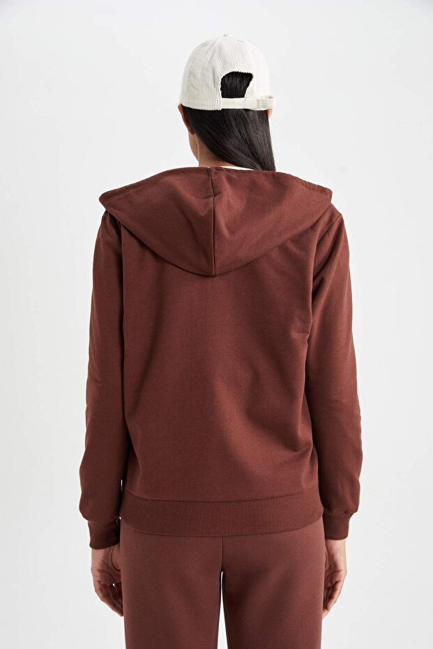 Regular Fit Kapüşonlu Fermuarlı Basic Sweatshirt V2711AZ23AU - 7