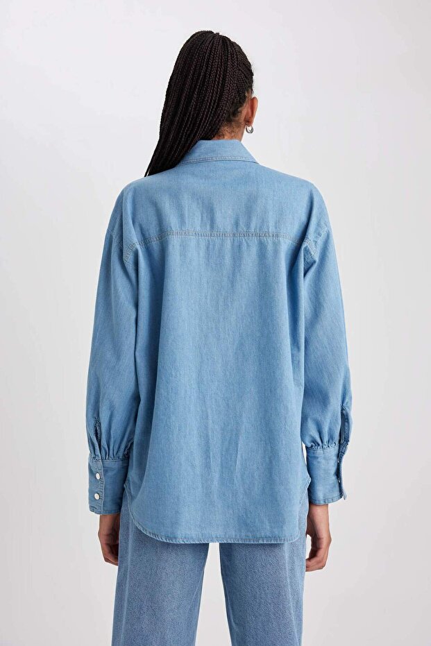 Fashion Fit hosszú ujjú Jean ing B2391AX23HS - 6