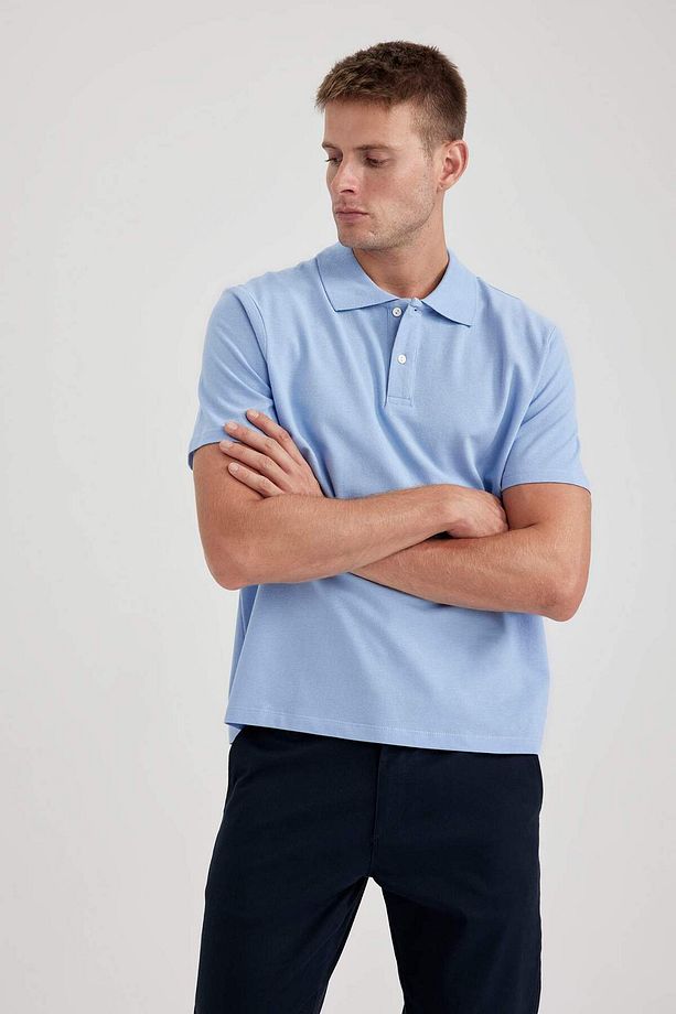 %100 Pamuk Regular Fit Polo Yaka Kısa Kollu Tişört B0643AXNS - 4