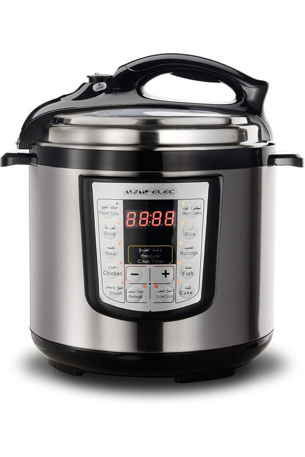 Electric Pressure Cooker 10L 1400W Non-Stick with Timer and LED Countdown Screen Black/Silver - 1