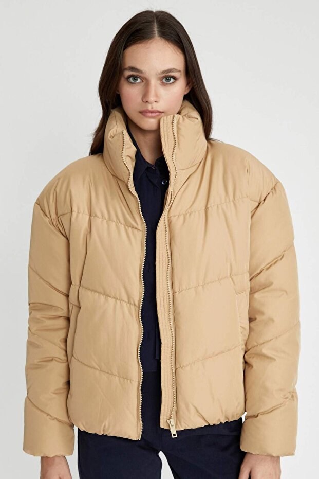 Waterproof Relax Fit Stand Collar Puffer Coat A3631Ax23Wn
