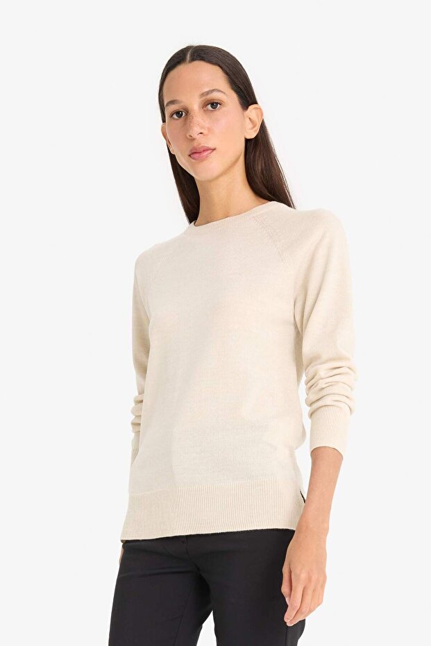 Regular Fit Bisiklet Yaka Basic Kazak I6913AZ23WN - 4