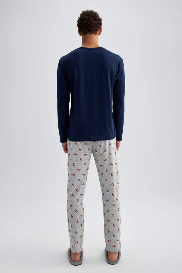 Regular Fit Uzun Kollu Desenli Pijama Takımı A5767AX23AU - 7