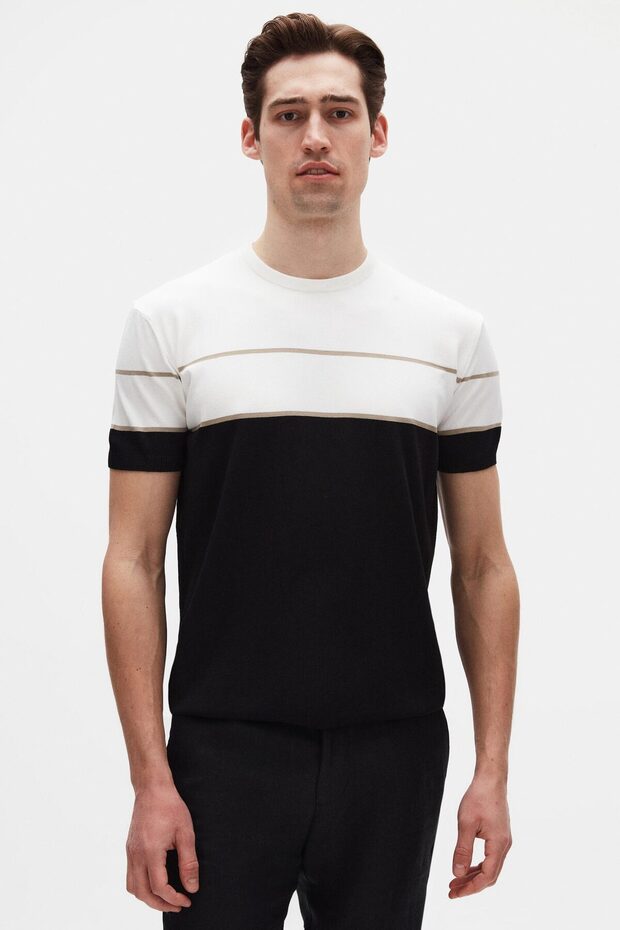 Ds Damat Slim Fit Ecru Summer Rayon Knitwear T-Shirt