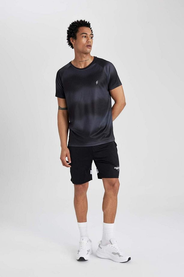 DeFactoFit Slim Fit Dar Kesim Bisiklet Yaka Desenli Kısa Kollu Sporcu Tişört Z5579AZ23SP - 6