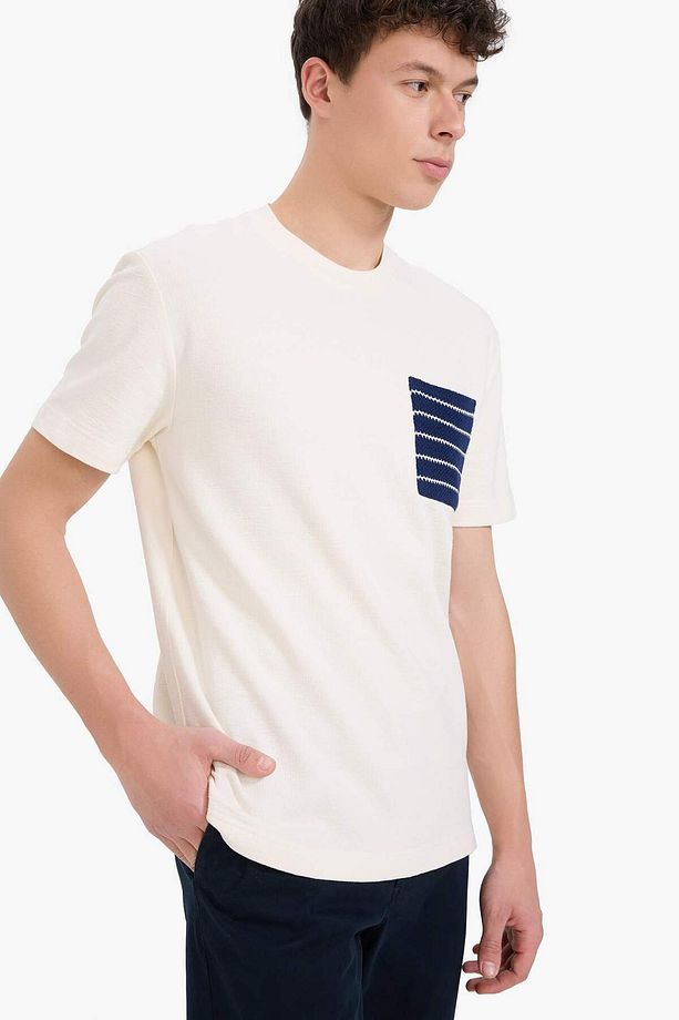 Regular Fit Bisiklet Yaka Kısa Kollu Havlu Kumaş Tişört A8695AX23HS - 4