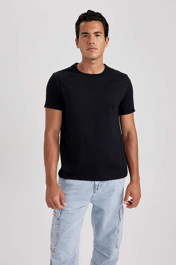 Regular Fit Bisiklet Yaka Kısa Kollu Basic Tişört B1386AX23HS - 3
