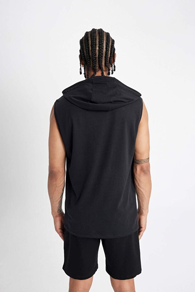 DeFactoFit Slim Fit Baskılı Kapüşonlu Atlet A1819AX23SM - 6