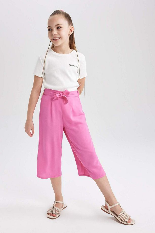 Kız Çocuk Slim Fit Ribana Kısa Kollu Tişört A3916A823SM - 6