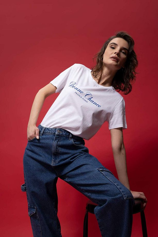 Regular Fit Bisiklet Yaka Kısa Kollu %100 Pamuk Tişört Z8365AZ23SM - 3