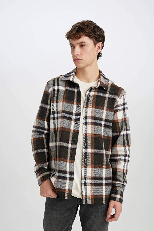 Regular Fit Kareli Oduncu Uzun Kollu Gömlek S9275AZ22AU - 6