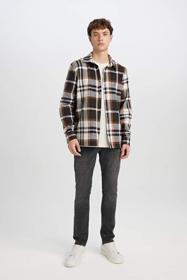 Regular Fit Kareli Oduncu Uzun Kollu Gömlek S9275AZ22AU - 5