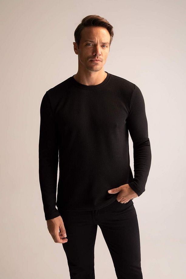 Slim Fit Bisiklet Yaka Basic Uzun Kollu Tişört Y0542AZ22AU - 3