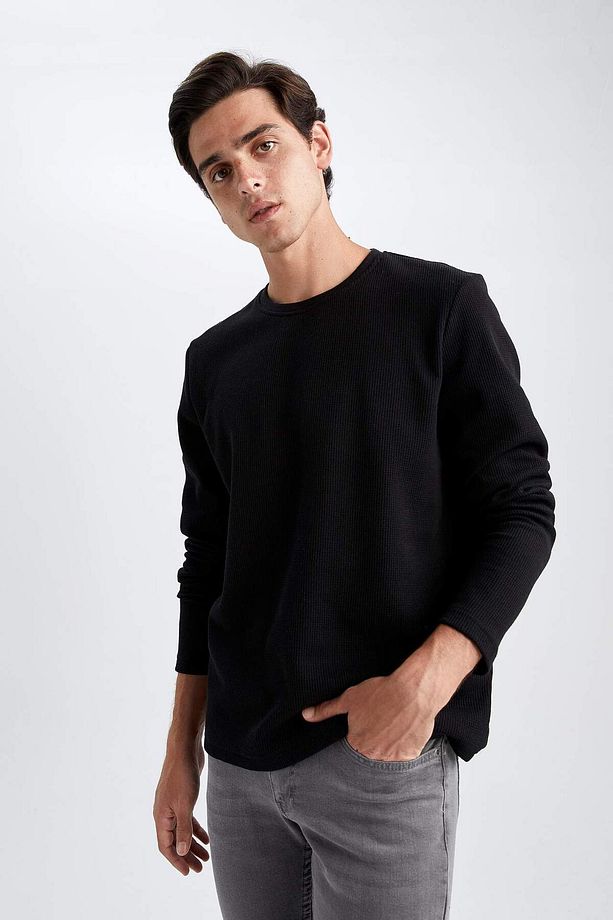 Slim Fit Bisiklet Yaka Basic Uzun Kollu Tişört Y0542AZ22AU - 7