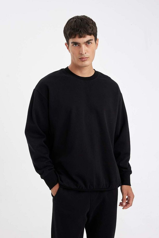 Oversize Geniş Kalıp Bisiklet Yaka Basic Düz Sweatshirt T5139AZ22AU - 4