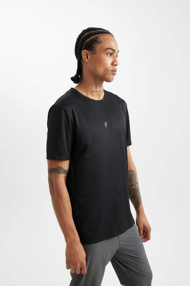 DeFactoFit Slim Fit Bisiklet Yaka Sporcu Ağır Kumaş Tişört X6142AZ22SM - 3