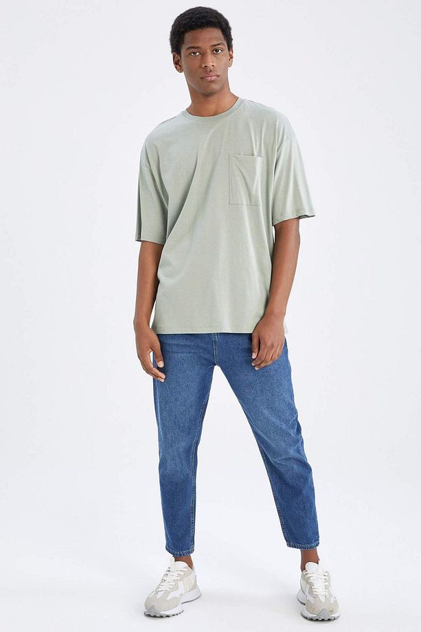 Oversize Fit Bisiklet Yaka Basic Kısa Kollu Tişört V2384AZ22SP - 6