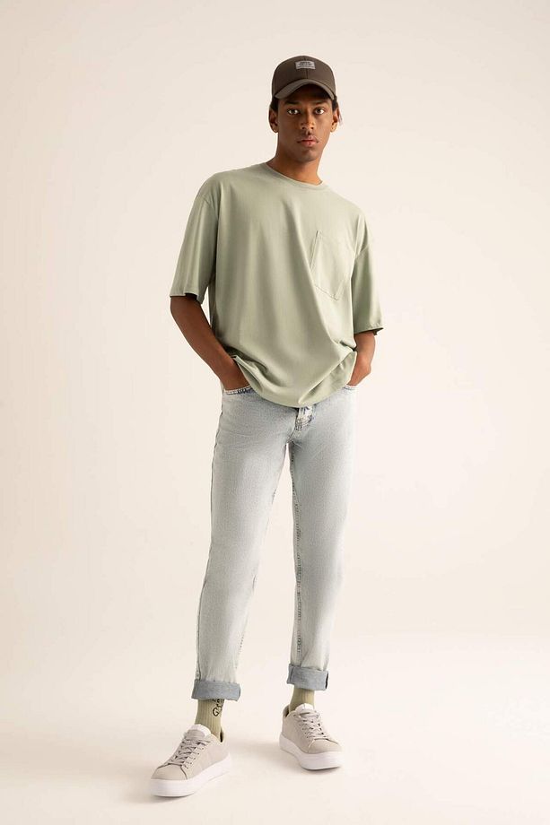 Oversize Fit Bisiklet Yaka Basic Kısa Kollu Tişört V2384AZ22SP - 2