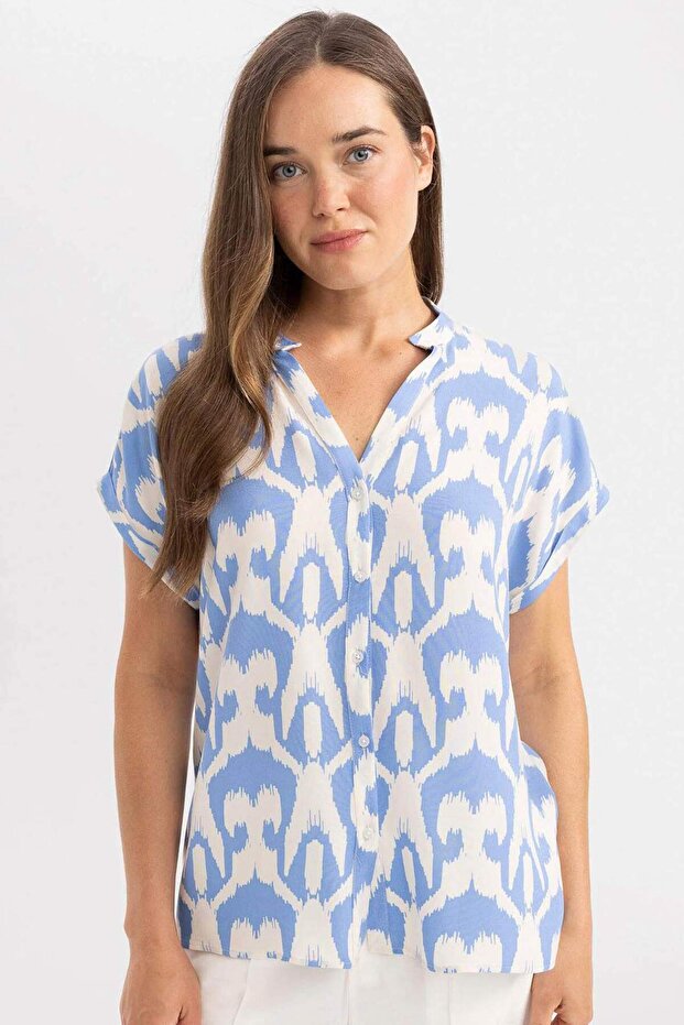 Regular Fit Çiçek Desenli Kısa Kollu Gömlek I6173AZ22SM - 1