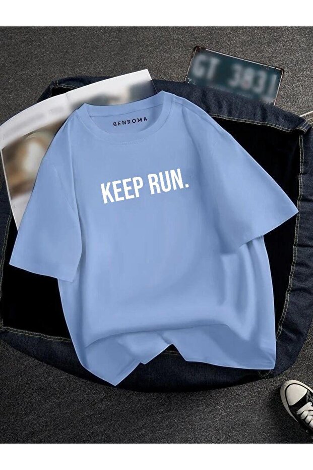 Oversize Keep Run Printed Unisex T-Shirt Printed