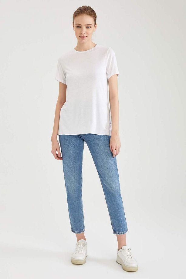 Loose Fit Basic Kısa Kollu Viskon Tunik L0068AZ21SP - 2