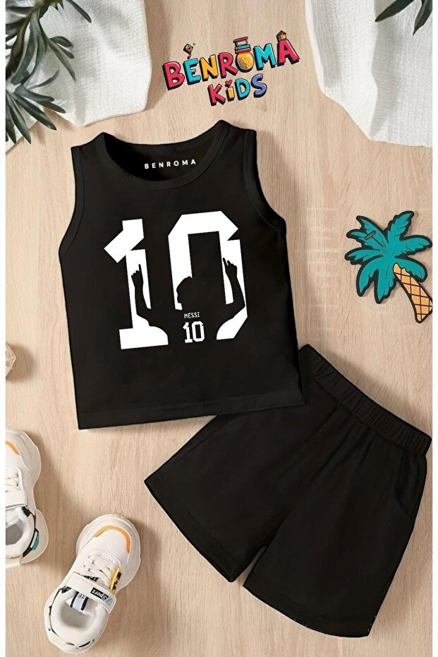 Number 10 Footballer Printed Shorts Tee Unisex Children's Set