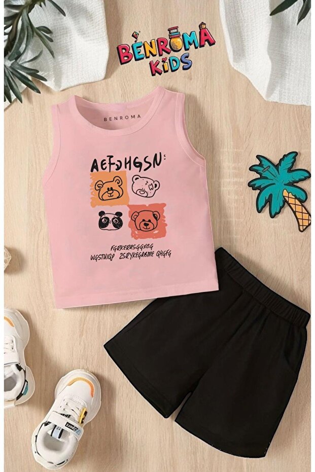 Aef Bearer Printed Shorts Tee Unisex Children's Set