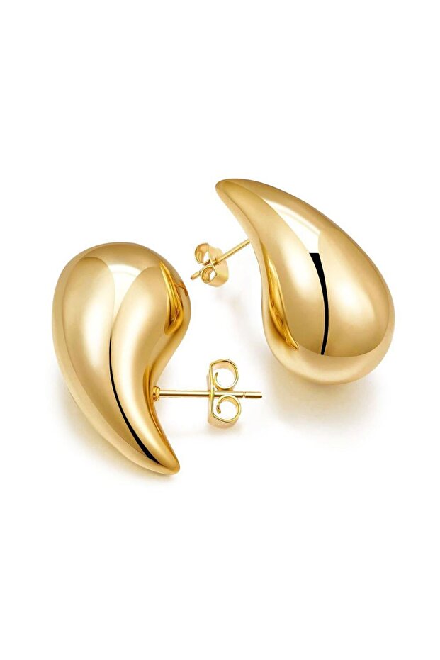 Steel Drop Design Gold Women's Earrings Eu05Sr