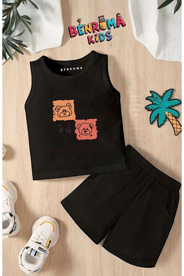 Aef Bearer Printed Shorts Tee Unisex Children's Set
