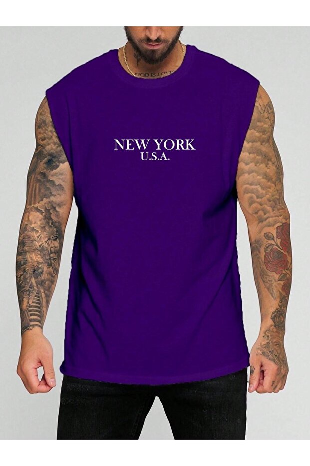 New York Usa Printed Sleeveless T-Shirt