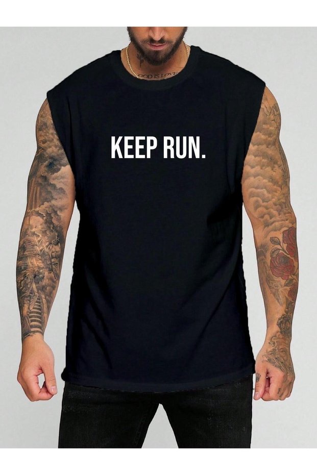 Keep Running. Printed Sleeveless T-Shirt