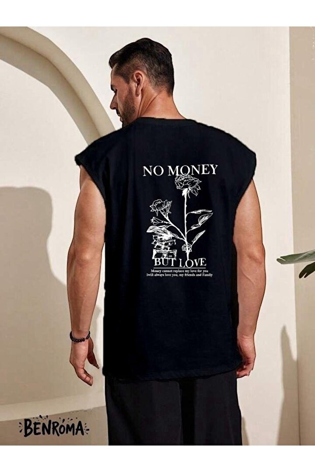 No Money but Love Printed Sleeveless T-Shirt