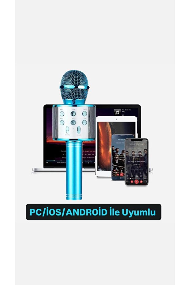 Türkçe Seslendirme Karaoke Mikrofonu Bluetooth Mikrofon Bluetooth Speaker Hoparlör Aux-Tf-Usb Giriş - 5