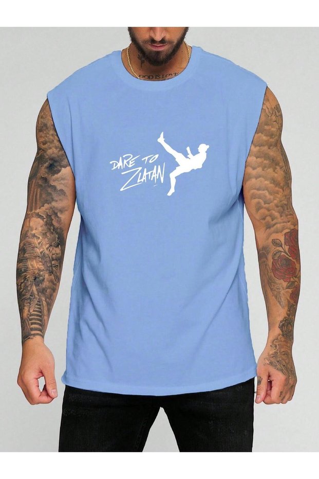 Football Player Printed Sleeveless T-Shirt
