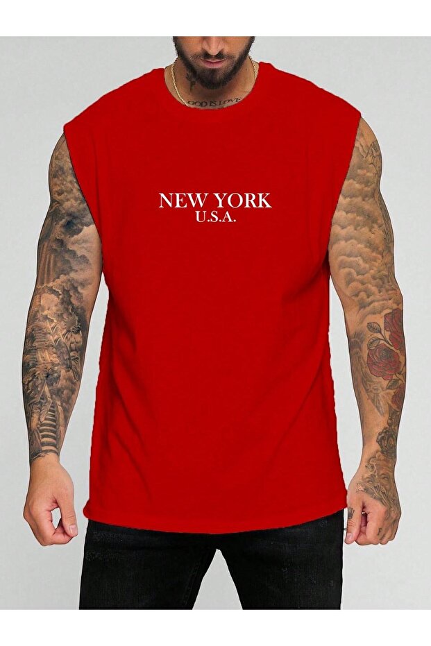 New York Usa Printed Sleeveless T-Shirt