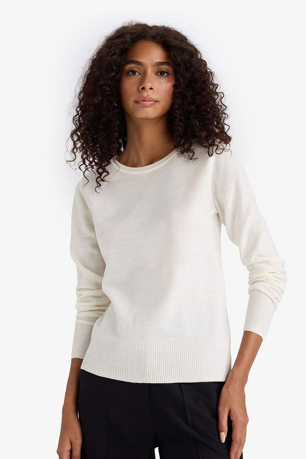 Basic Bisiklet Yaka Relax Fit Ekstra Yumuşak Kaşmir Dokulu Triko Kazak F7091AZ20AU - 1