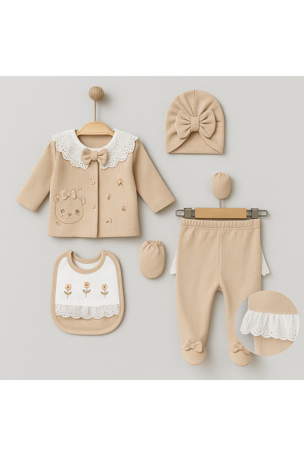 Newborn Lace Collared Baby Girl 5-Piece Boxed Set