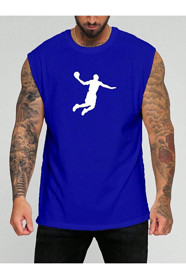 Basketball Character Printed Sleeveless T-Shirt