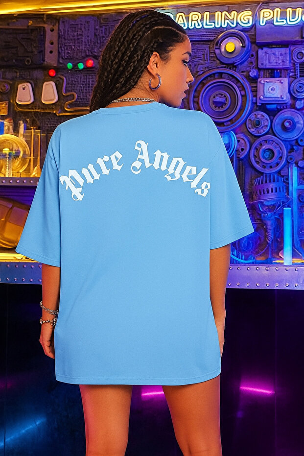 تي شيرت مطبوع عليه PURE ANGELS مقاس كبير