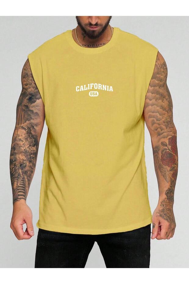 California Usa Printed Sleeveless T-Shirt