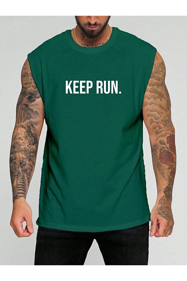 Keep Running. Printed Sleeveless T-Shirt