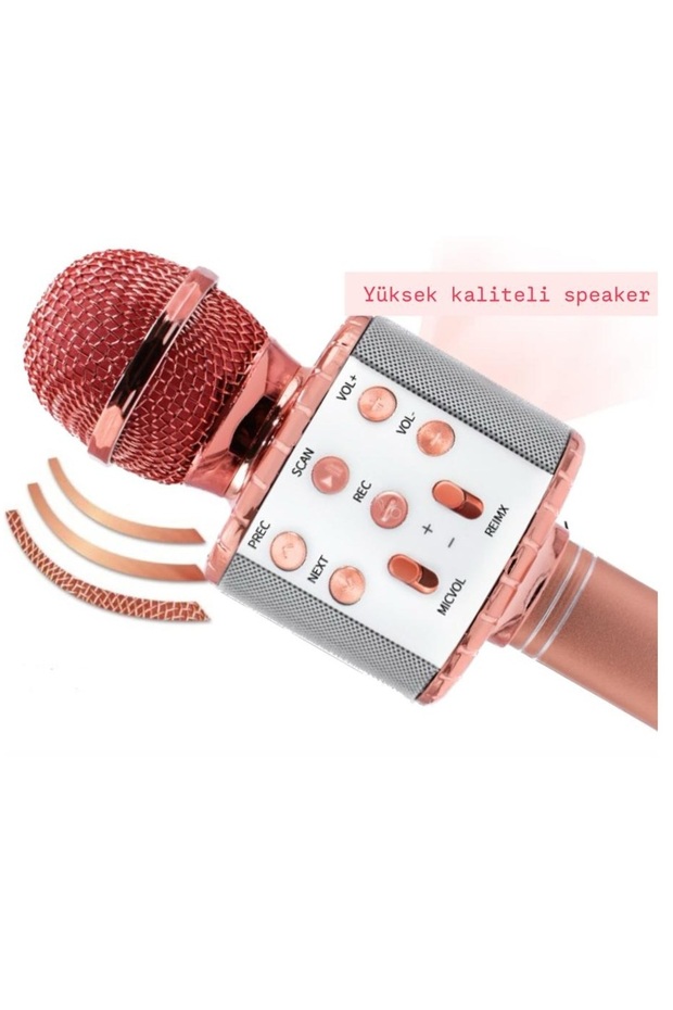 Türkçe Seslendirme Karaoke Mikrofonu Bluetooth Mikrofon Bluetooth Speaker Hoparlör Aux-Tf-Usb Giriş - 7
