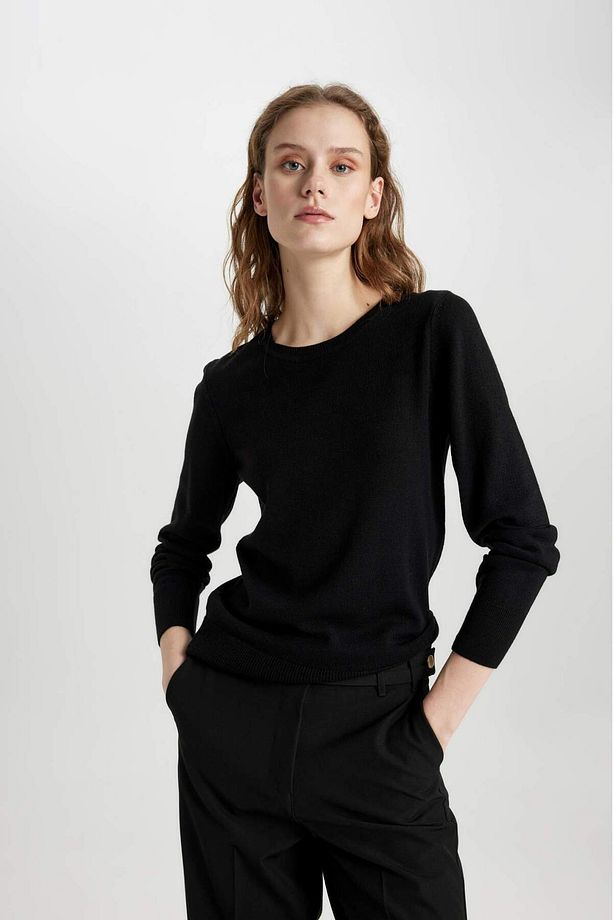 Basic Bisiklet Yaka Relax Fit Ekstra Yumuşak Kaşmir Dokulu Triko Kazak F7091AZ20AU - 4