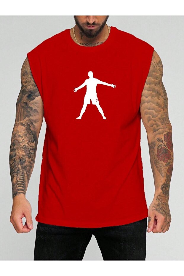 Football Player Printed Sleeveless T-Shirt