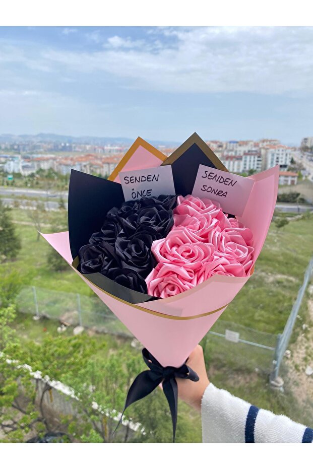 Senden Önce Senden Sonra Çiçek Buketi Solmayan Yapay Gül Buketi Sevgiliye (NOT YAZILIR) 14 Adet - 3
