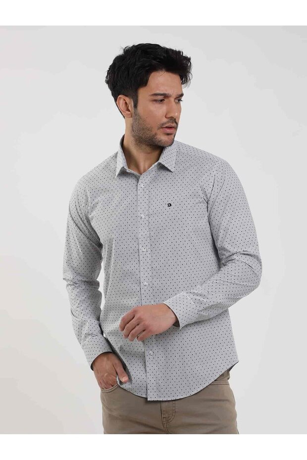 Men's Slim Fit Long Sleeve Black Shirt