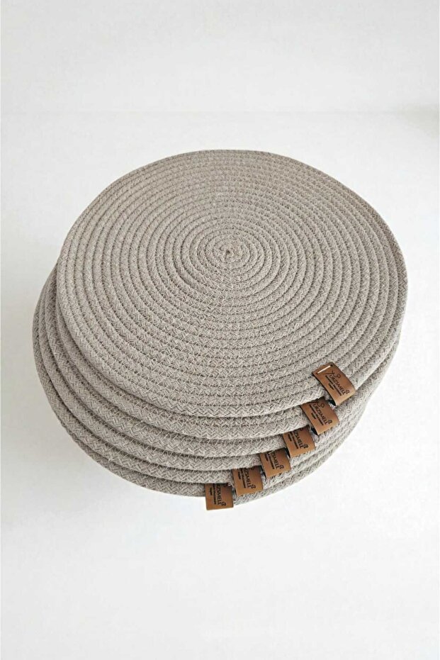 Beige Color American Service Luxury Presentation 6-Piece Plate Mat, Supla Dinner Service Set, 100% Handmade