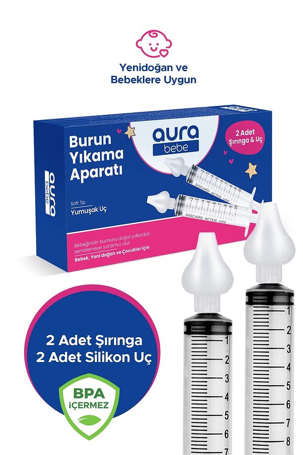 Bebek Burun Yıkama Enjektörü 2'li Nazal Aspiratör Temizleme Aparatı - 1